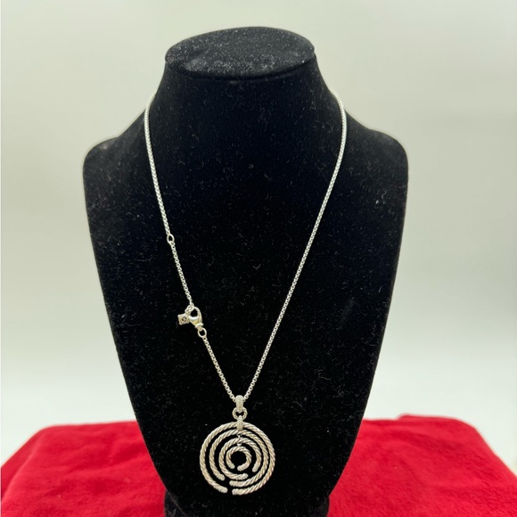 David Yurman Sterling Sliver Diamond Medium Willow Necklace - Picture 3 of 4